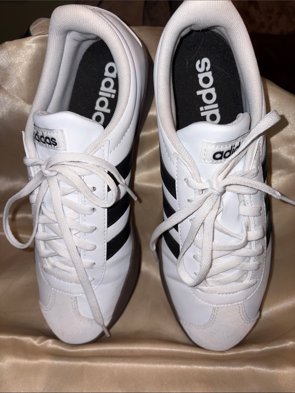 Adidas VL Court 3.0 White Black Gum Sole Sneakers NWOT - Picture 2 of 7